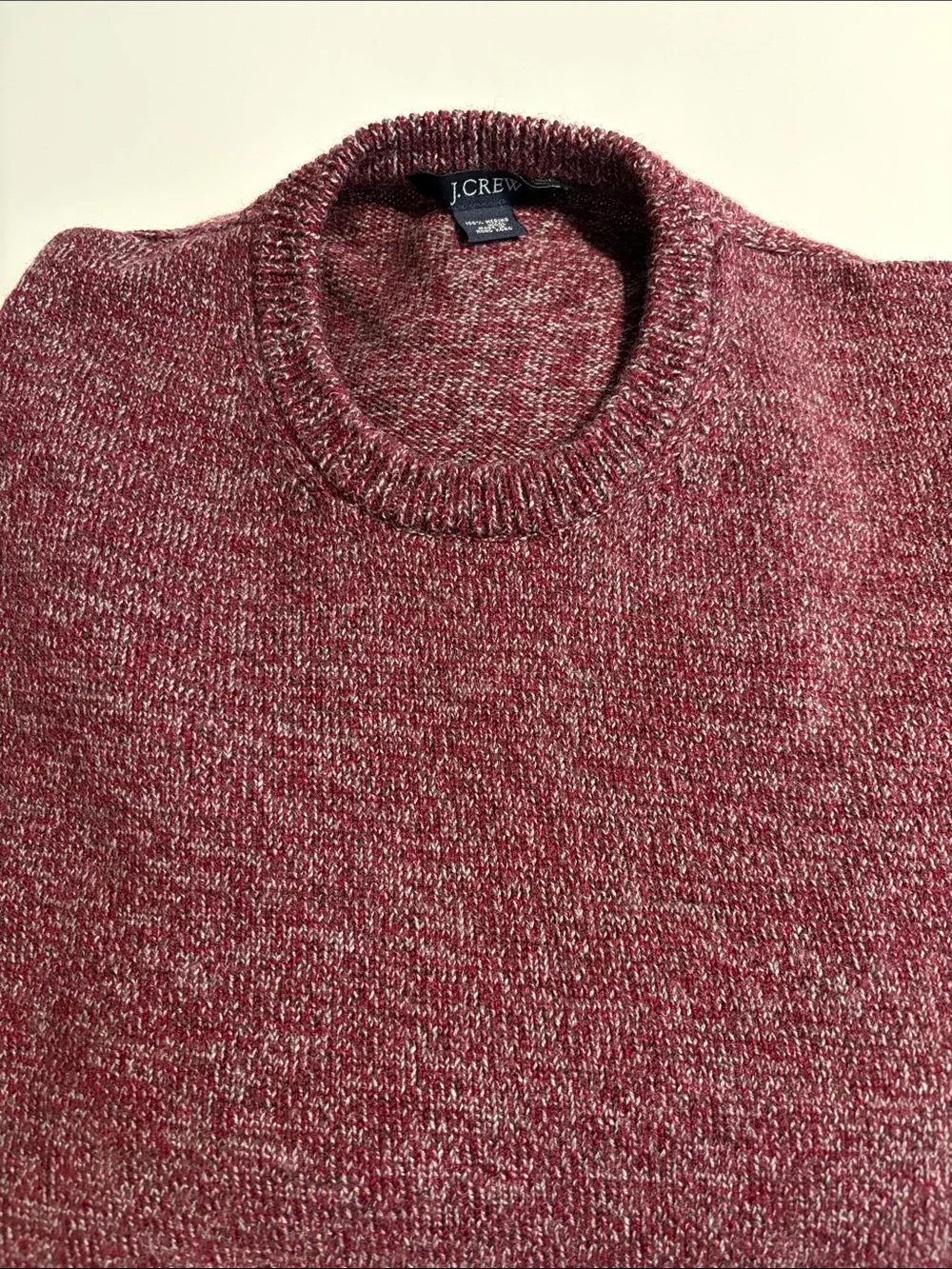 Vintage J. Crew Men’s Marled Wine Crewneck Sweater merino wool size XL red 90’s